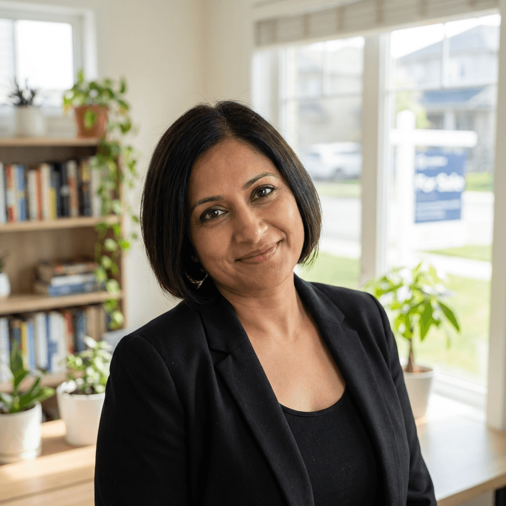 Portrait of a woman in her 30s in a neat business setting